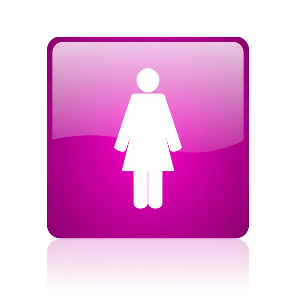 Vrouw violet vierkante web glanzende pictogram — Stockfoto