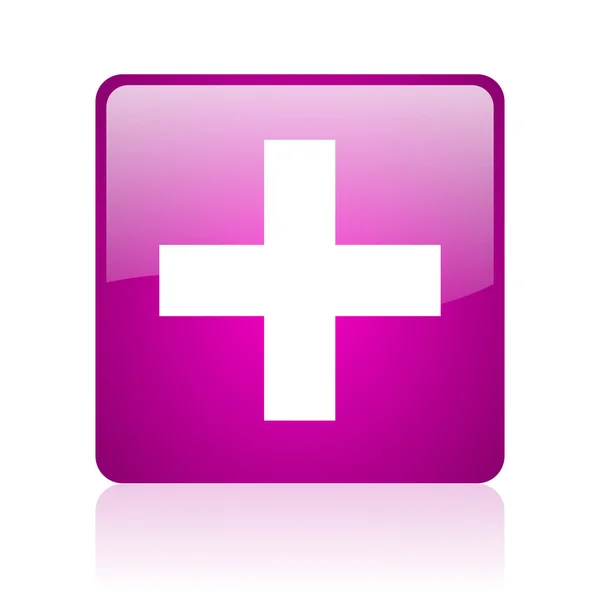 Emergency violet square web glossy icon — Stock Photo, Image
