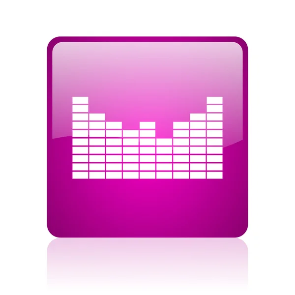Ljud violett torget spindelväv blanka ikonen — Stockfoto
