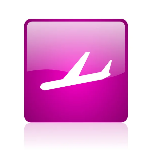 Flugzeug violett quadratisch Web Hochglanz-Symbol — Stockfoto