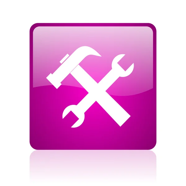 Tools violet square web glossy icon — Stock Photo, Image