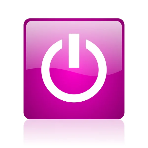 Power violet square web glossy icon — Stock Photo, Image