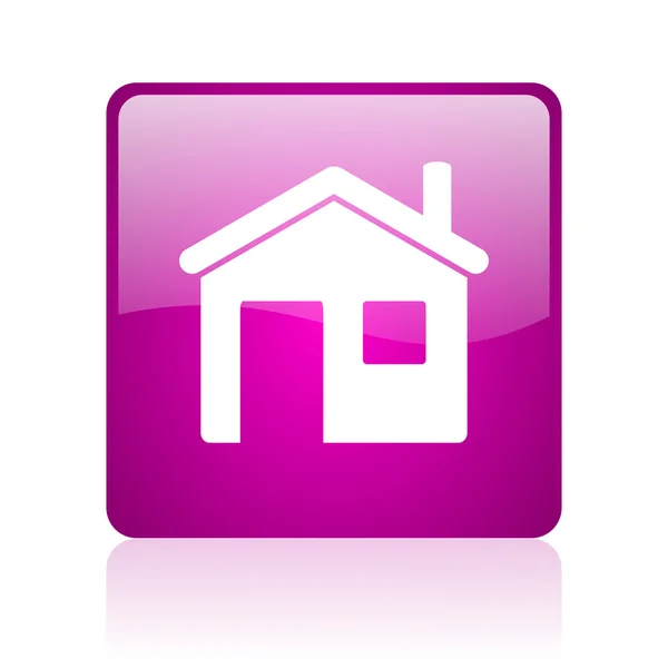 Startseite Violett Quadrat Web Hochglanz-Symbol — Stockfoto