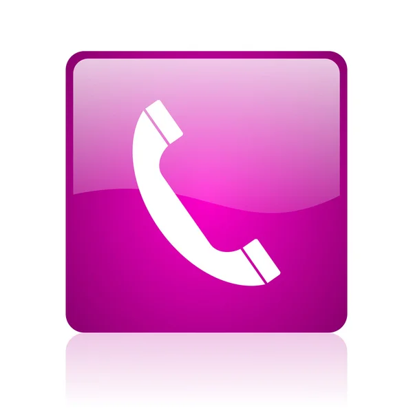 Phone violet square web glossy icon — Stock Photo, Image