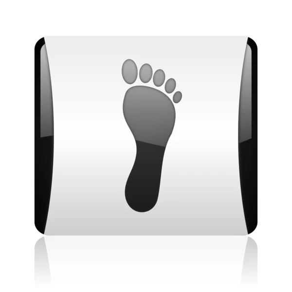 Fotavtryck svarta och vita kvadratiska web blanka ikonen — Stockfoto