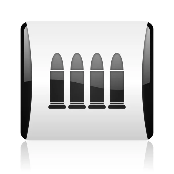 Munición blanco y negro web cuadrada icono brillante —  Fotos de Stock
