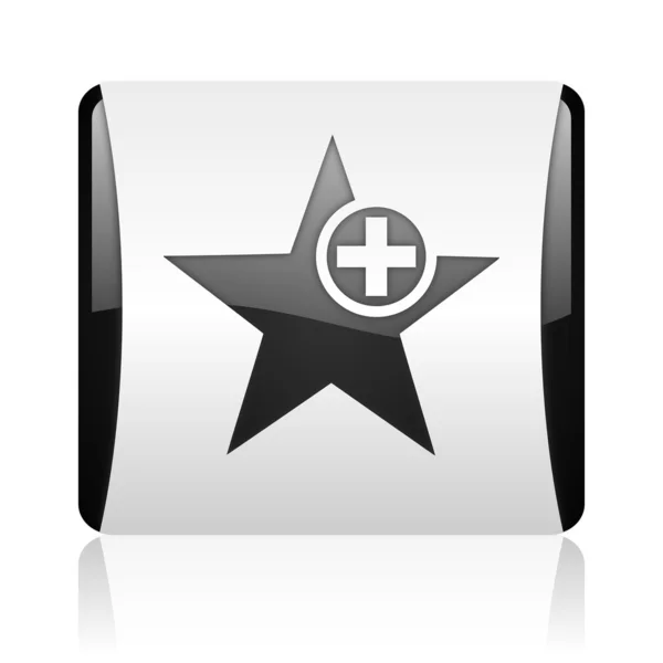 Parlak yıldız siyah beyaz kare web simgesi — Stok fotoğraf