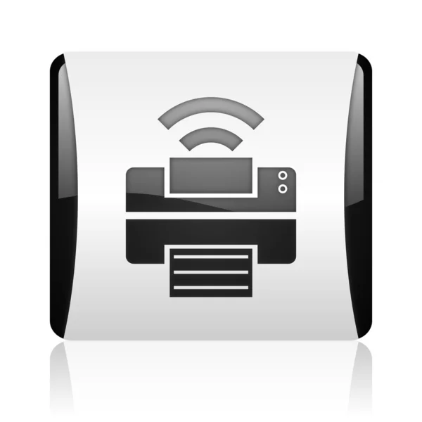Imprimir web cuadrada en blanco y negro icono brillante — Foto de Stock