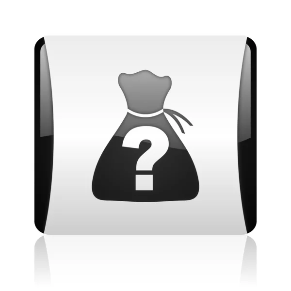 Riddle black and white square web glossy icon — Stock Photo, Image