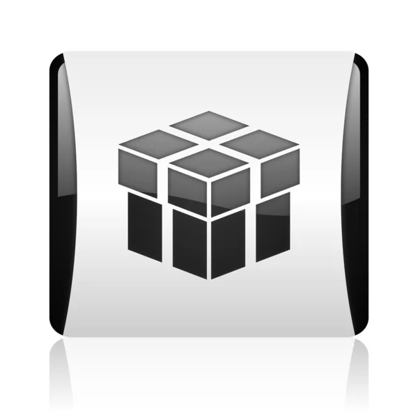 Vak zwart-wit vierkante web glanzende pictogram — Stockfoto