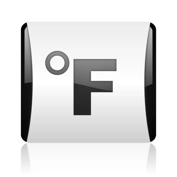 Fahrenheit black and white square web glossy icon — Stock Photo, Image