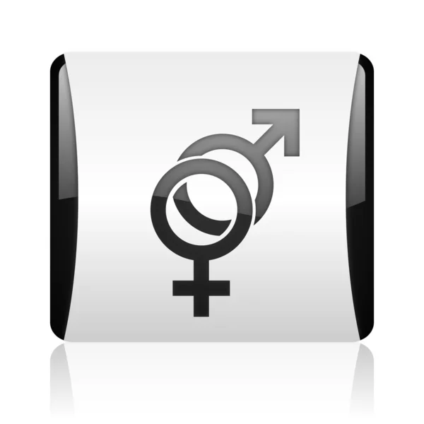 Seks czarno-biały kwadrat WWW błyszczący ikona — Zdjęcie stockowe