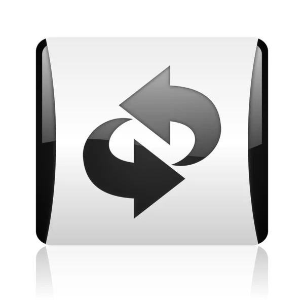 Zwart-wit vierkante web glanzende pictogram roteren — Stockfoto
