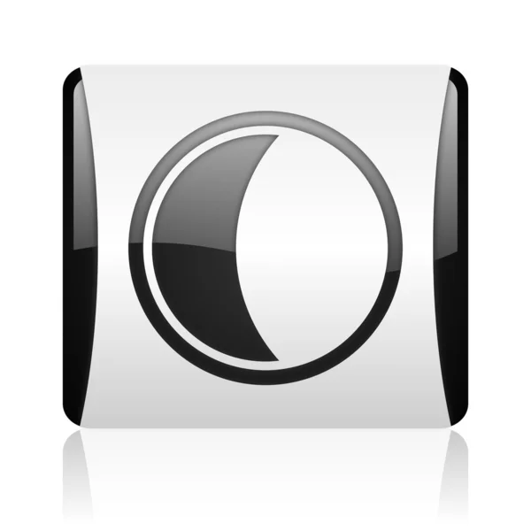 Moon black and white square web glossy icon — Stock Photo, Image