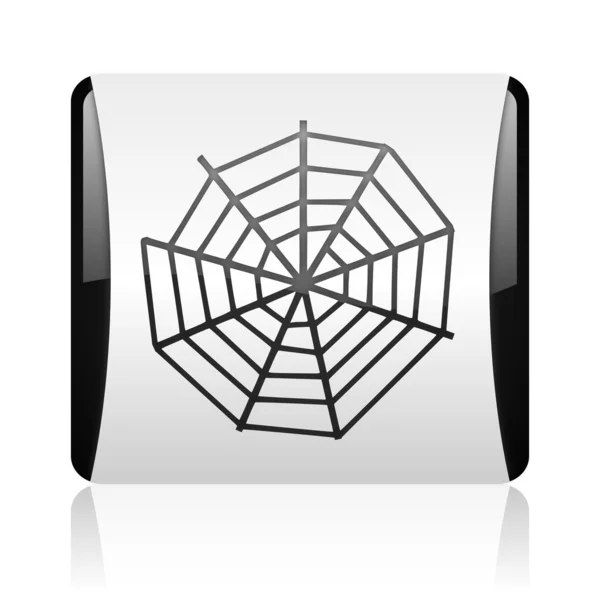 Spider web zwart-wit vierkante web glanzende pictogram — Stockfoto