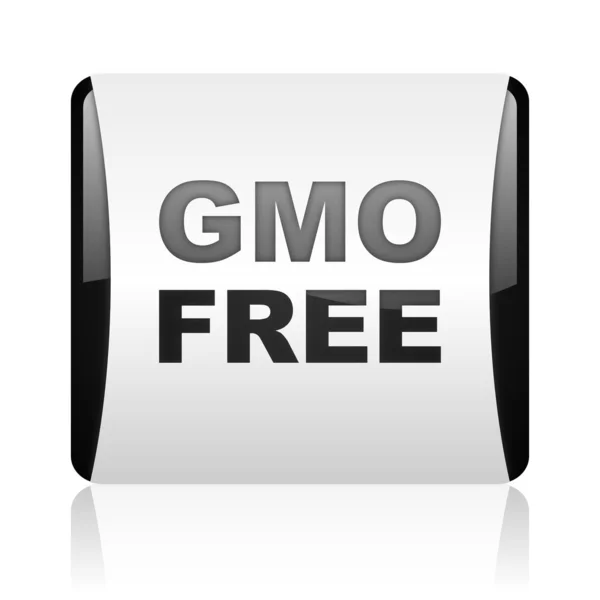 GMO wolna czarno-biały kwadrat WWW błyszczący ikona — Zdjęcie stockowe