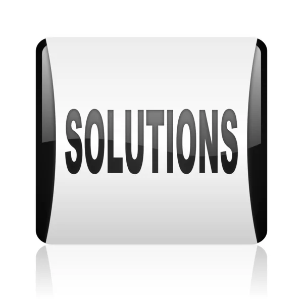 Solutions black and white square web glossy icon — Stock Photo, Image