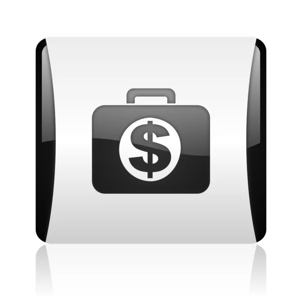 Financial black and white square web glossy icon — Stock Photo, Image