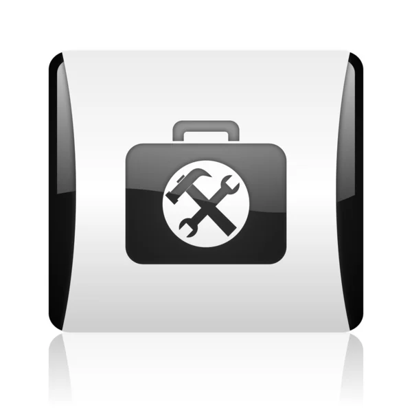 Kit de herramientas web cuadrada en blanco y negro icono brillante —  Fotos de Stock