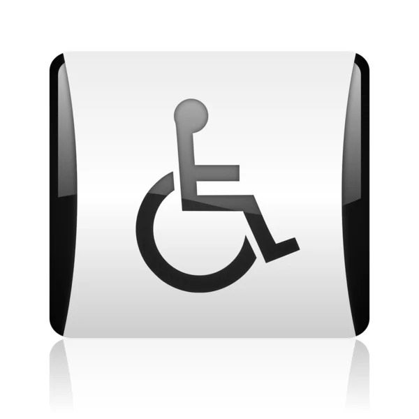 Accessibility black and white square web glossy icon — Stock Photo, Image
