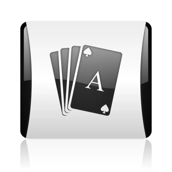 Carte da gioco bianco e nero quadrato web icona lucida — Foto Stock