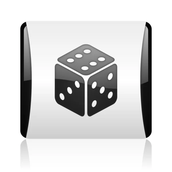 Kocka fekete-fehér négyzet pókháló fényes ikon — Stock Fotó
