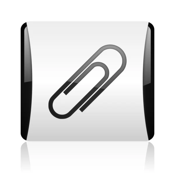 E-öğrenme siyah beyaz kare web parlak simgesi — Stok fotoğraf