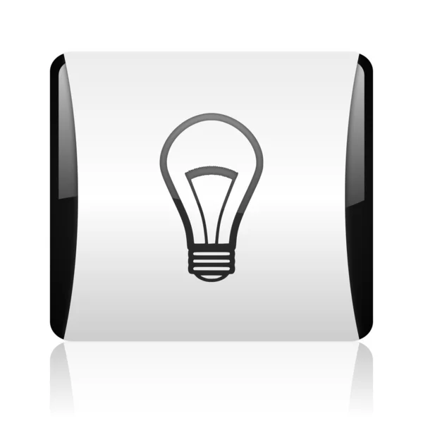 Lampadina bianco e nero quadrato web icona lucida — Foto Stock