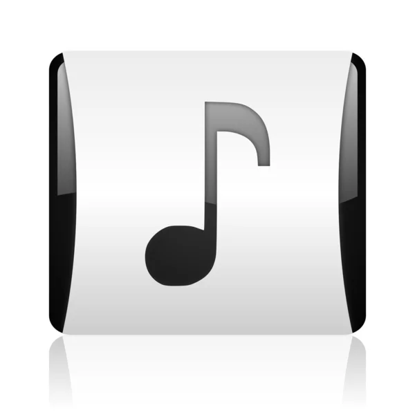 Musik svarta och vita kvadratiska web blanka ikonen — Stockfoto