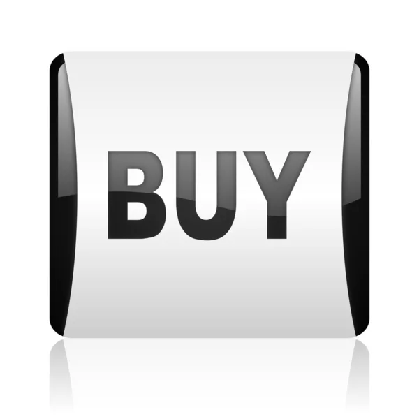 Buy black and white square web glossy icon — Stock Photo, Image