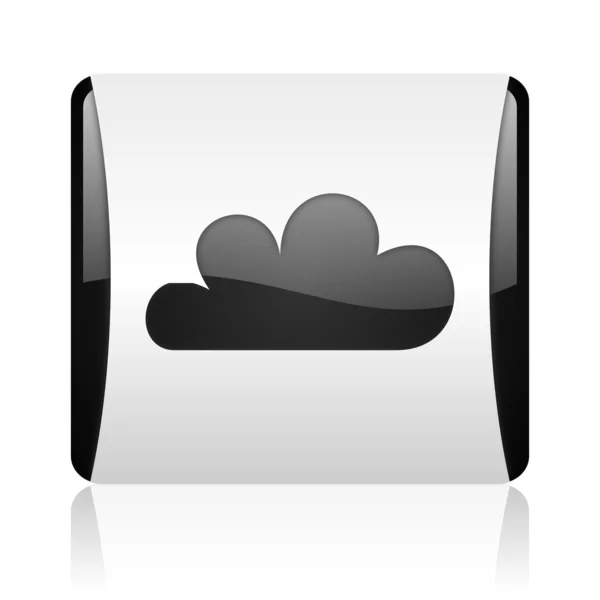 Weather forecast black and white square web glossy icon — Stock Photo, Image