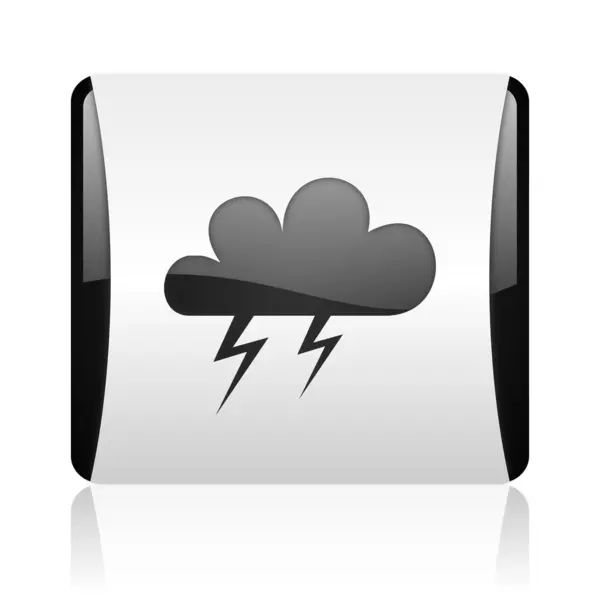 Previsão meteorológica preto e branco quadrado web ícone brilhante — Fotografia de Stock