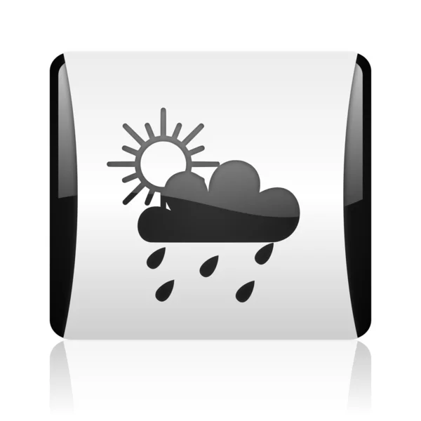 Weather forecast black and white square web glossy icon — Stock Photo, Image