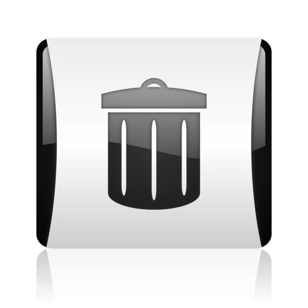 Czarno-biały kwadrat WWW błyszczący ikona recyklingu — Zdjęcie stockowe