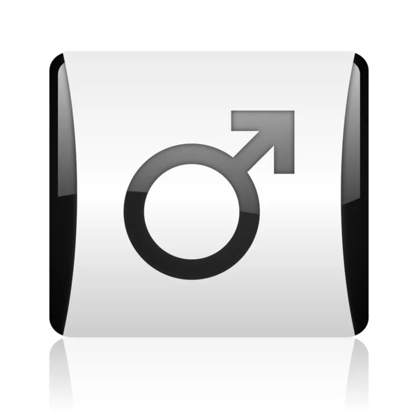 Sexo preto e branco quadrado web brilhante ícone — Fotografia de Stock