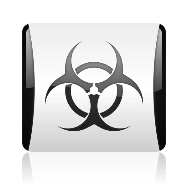 Virus black and white square web glossy icon — Stock Photo, Image