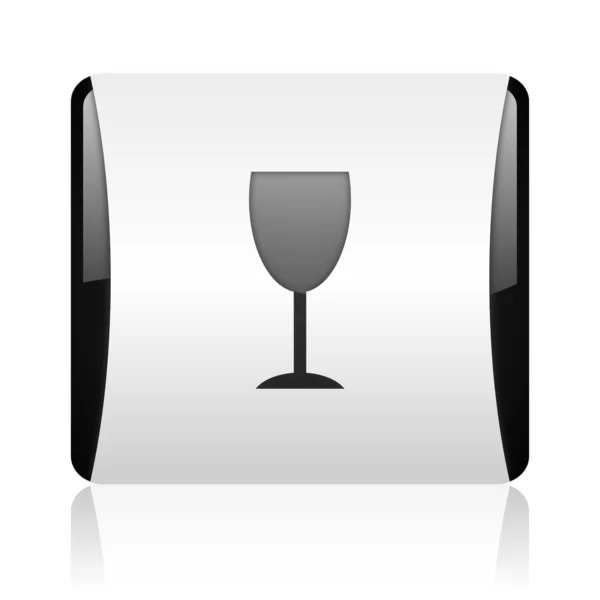 Glass black and white square web glossy icon — Stock Photo, Image