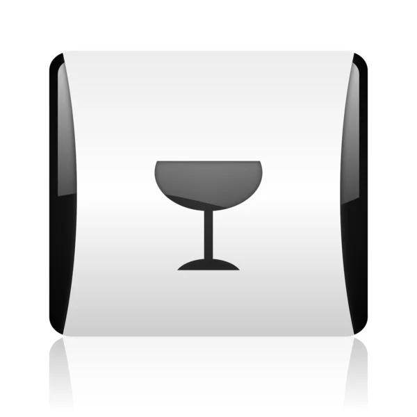 Glass black and white square web glossy icon — Stock Photo, Image