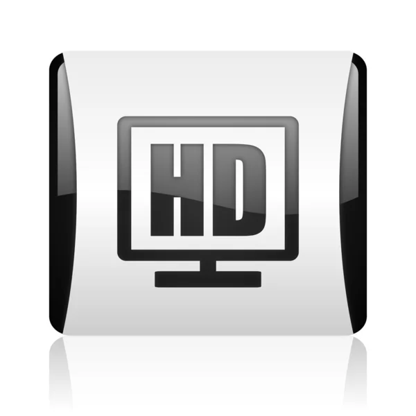 Hd pantalla en blanco y negro web cuadrada icono brillante —  Fotos de Stock