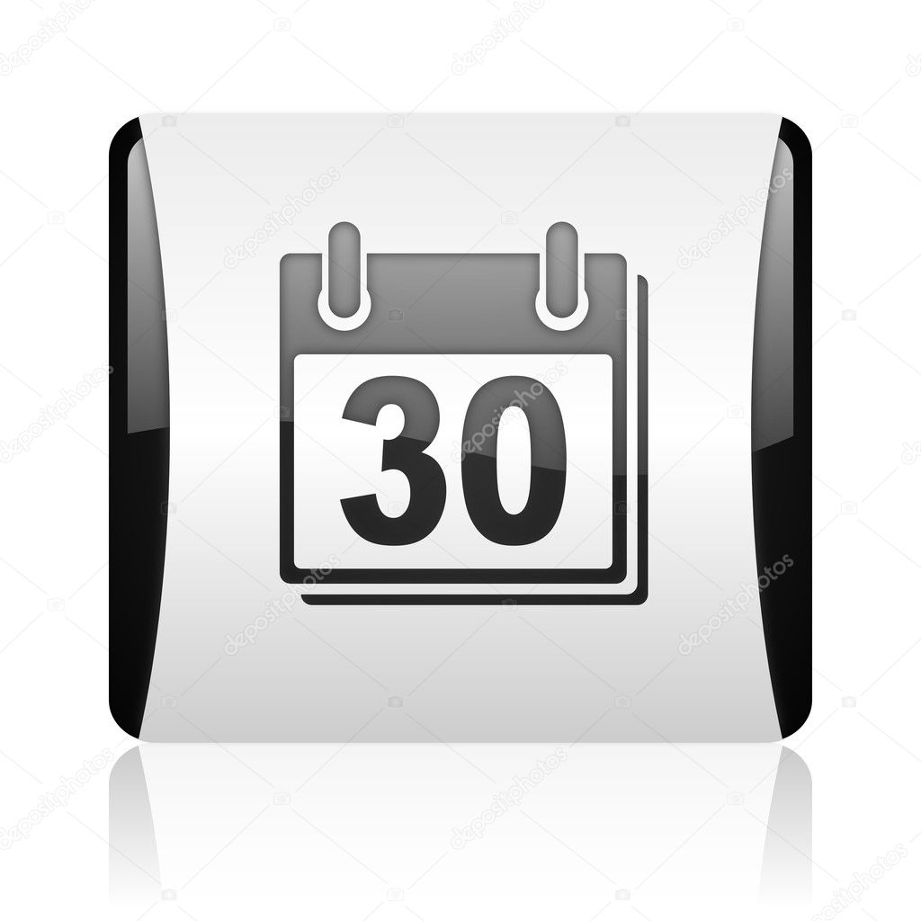 Calendar black and white square web glossy ico
