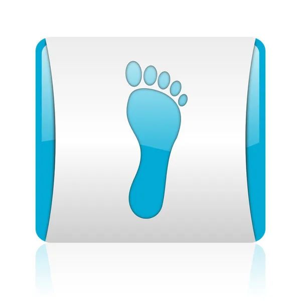 발자국 파란색과 흰색 사각형 웹 광택 아이콘 — 스톡 사진