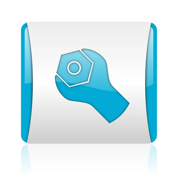 Tools blue and white square web glossy icon — Stock Photo, Image