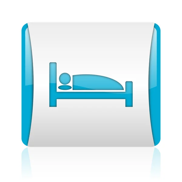Hotel blue and white square web glossy icon — Stock Photo, Image