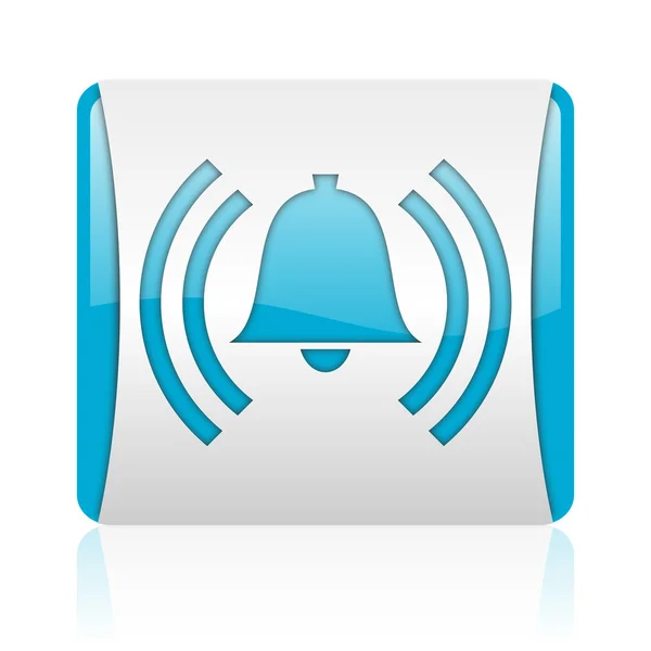 Alarm blue and white square web glossy icon — Stock Photo, Image