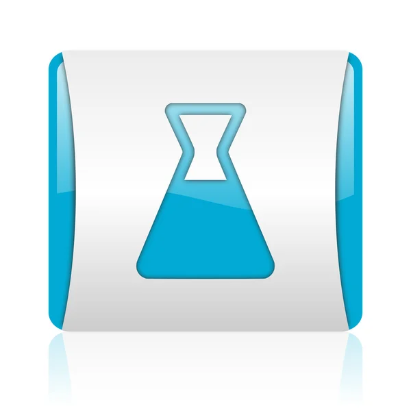 Chemia niebieski i biały kwadrat WWW błyszczący ikona — Zdjęcie stockowe