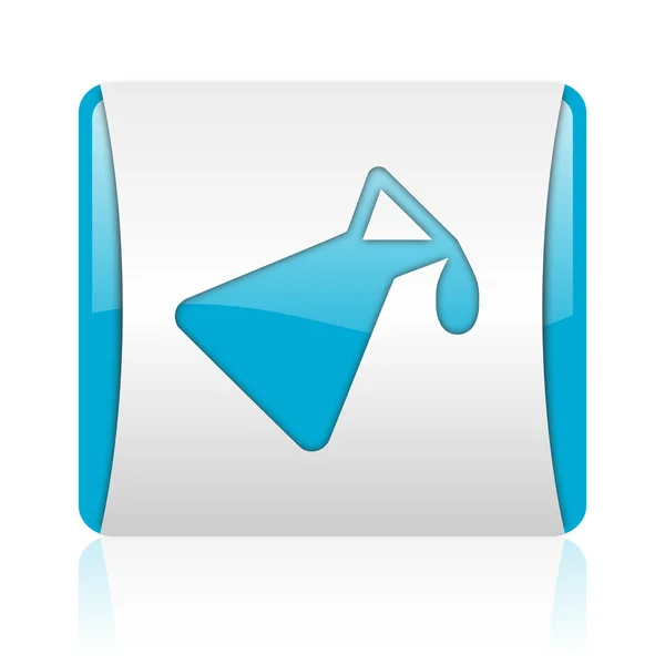 Chimica blu e bianco quadrato web icona lucida — Foto Stock