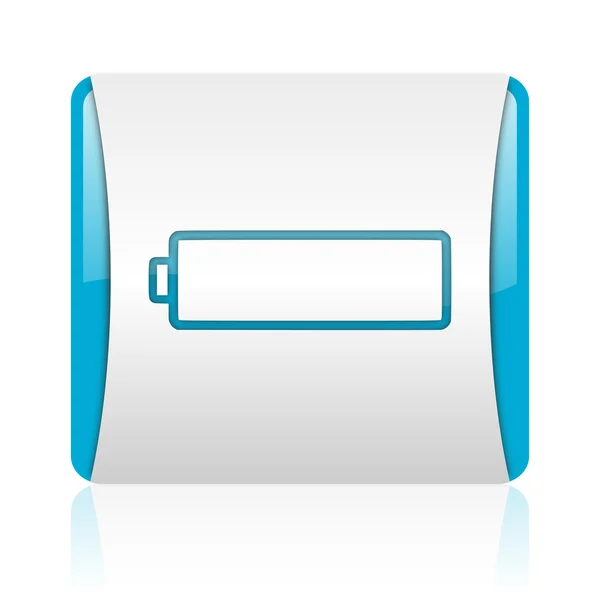 Battery blue and white square web glossy icon — Stock Photo, Image