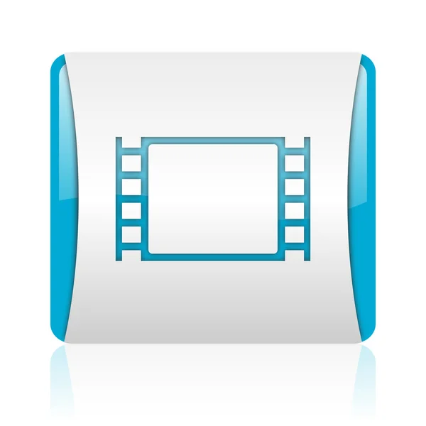 Film blau-weiße quadratische Web-Hochglanz-Symbol — Stockfoto