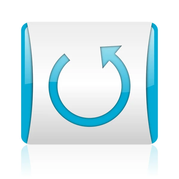 Girar azul y blanco web cuadrada icono brillante — Foto de Stock