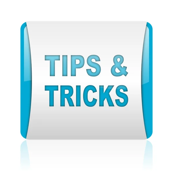 Tips blauw en wit vierkant web glanzende pictogram — Stockfoto